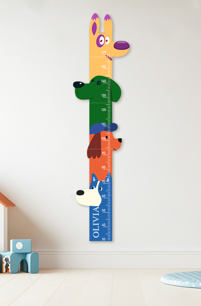 Personalised Wooden Colorful Dog Parade Growth Chart