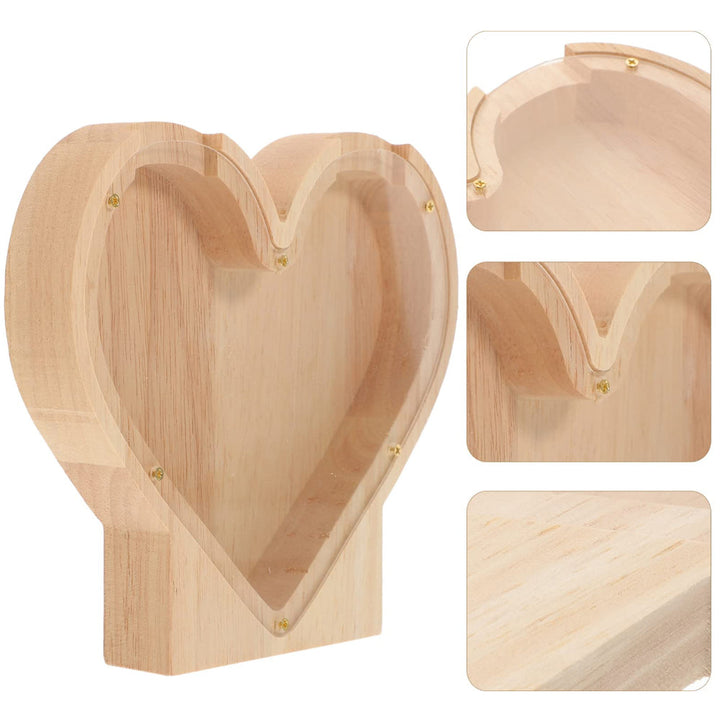 Personalized Wooden Heart Shaped Piggy Bank