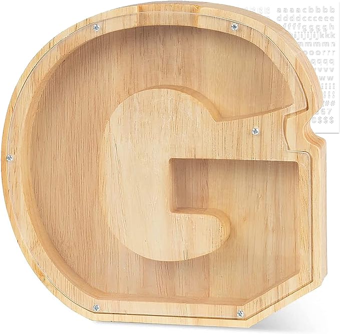 Personalized Wooden Letter Piggy Bank For Kids