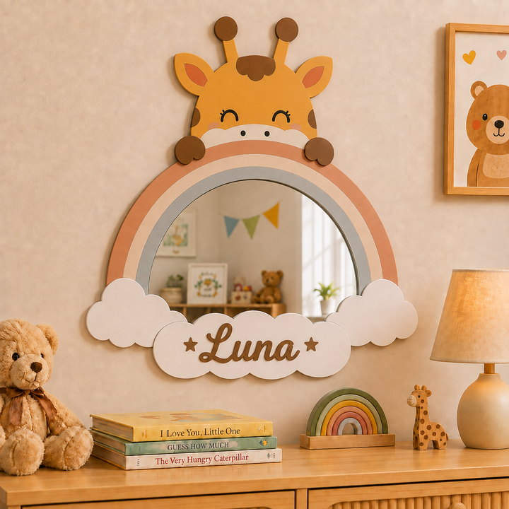 Personalized Animal Nursery Mirror for Baby Woodemon