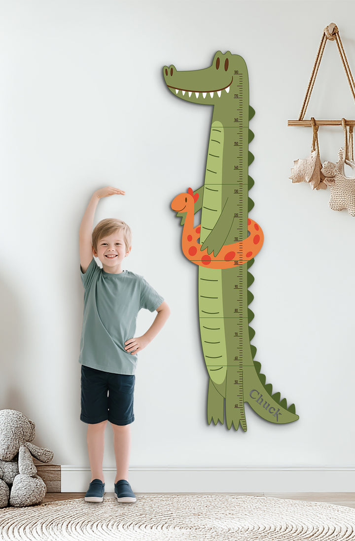 Personalised Wooden Crocodile Growth Chart for Kids Room