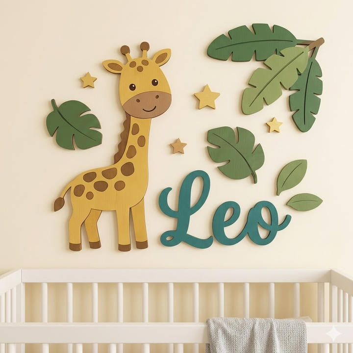 Personalised Wooden Nursery Name Sign – Cute Animal Themes