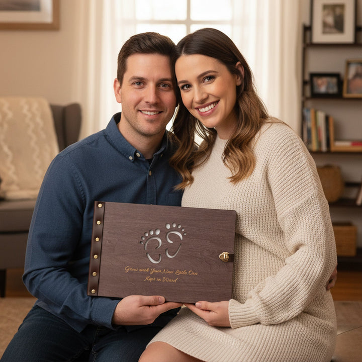 Wooden Baby Photo Album – Footprint Cover