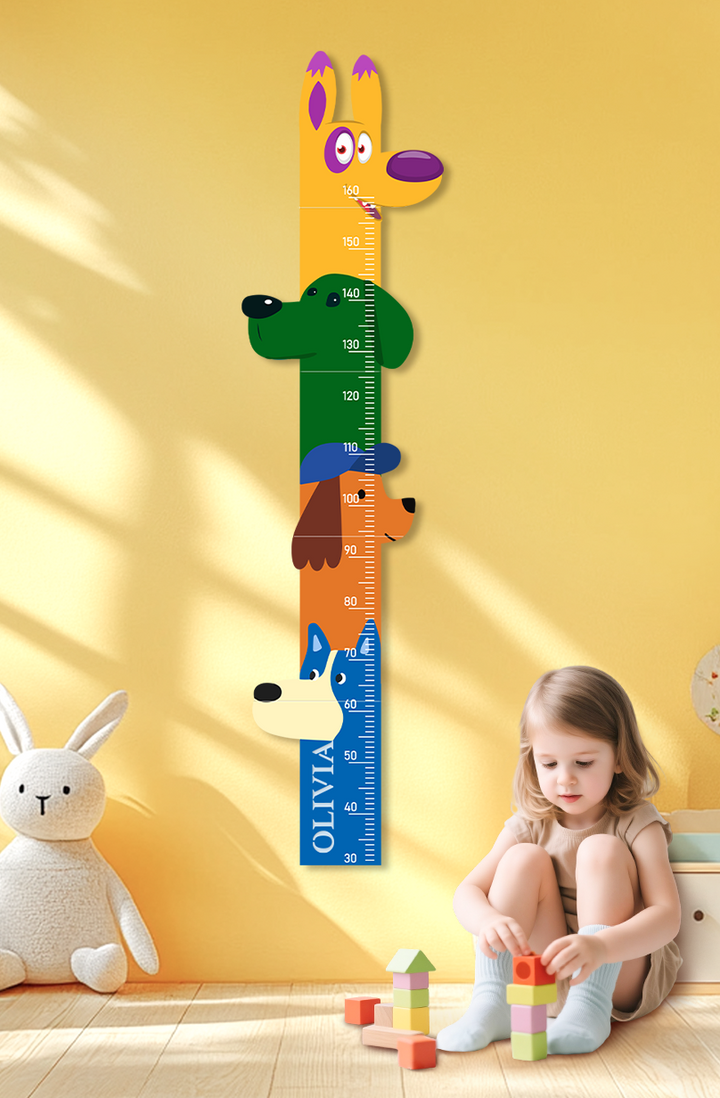 Personalised Wooden Colorful Dog Parade Growth Chart