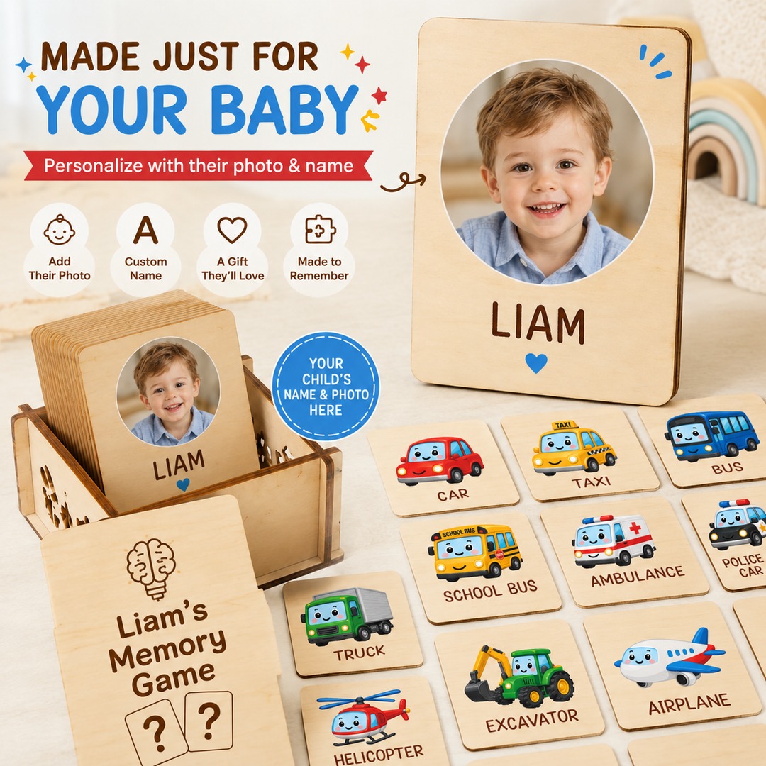 Personalized Wooden Traffic Memory Matching Game for Kids Woodemon