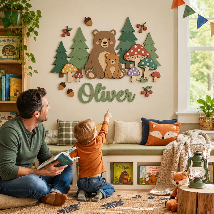 Personalized Wooden Nursery Name Sign Woodemon