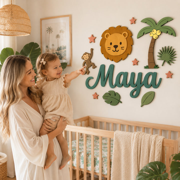 Personalized Wooden Nursery Name Sign Woodemon