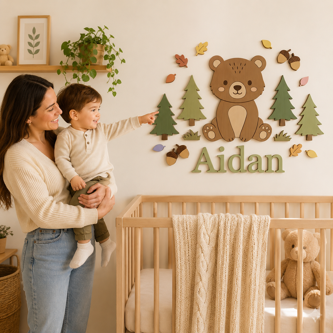 Personalized Wooden Nursery Name Sign Woodemon