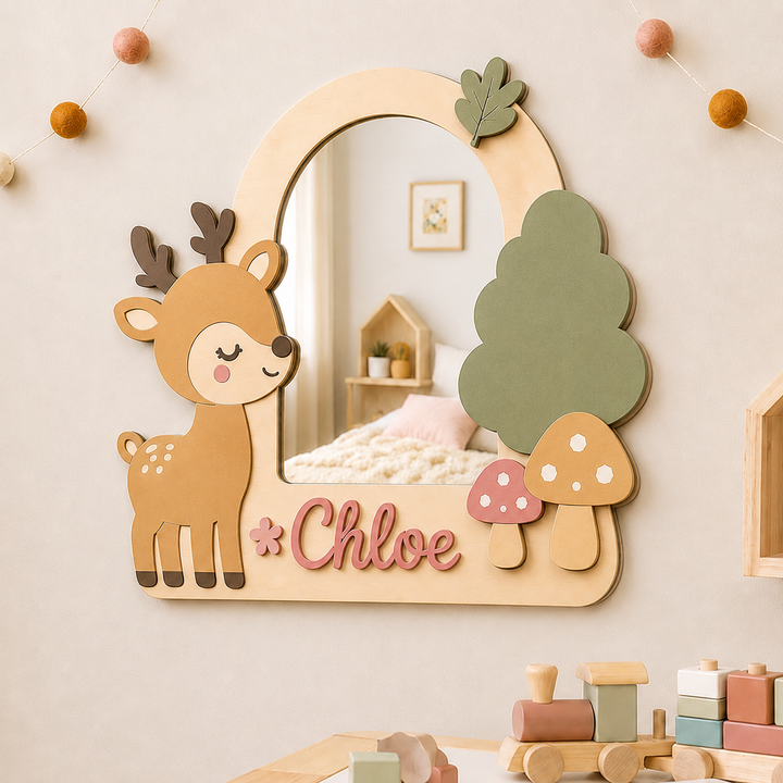 Personalized Animal Nursery Mirror for Baby Woodemon