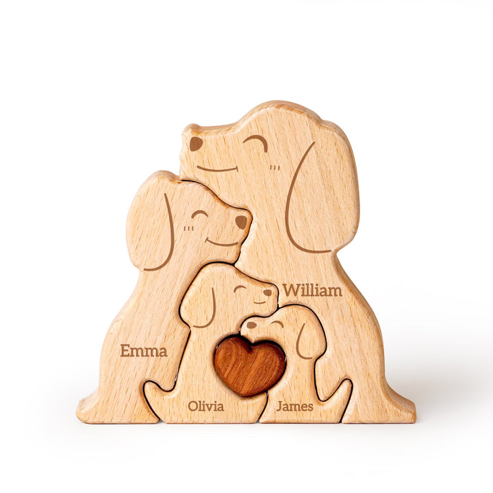 Personalised Wooden Dogs Family Puzzle Decor
