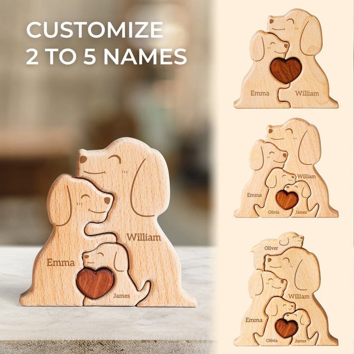 Personalised Wooden Dogs Family Puzzle Decor