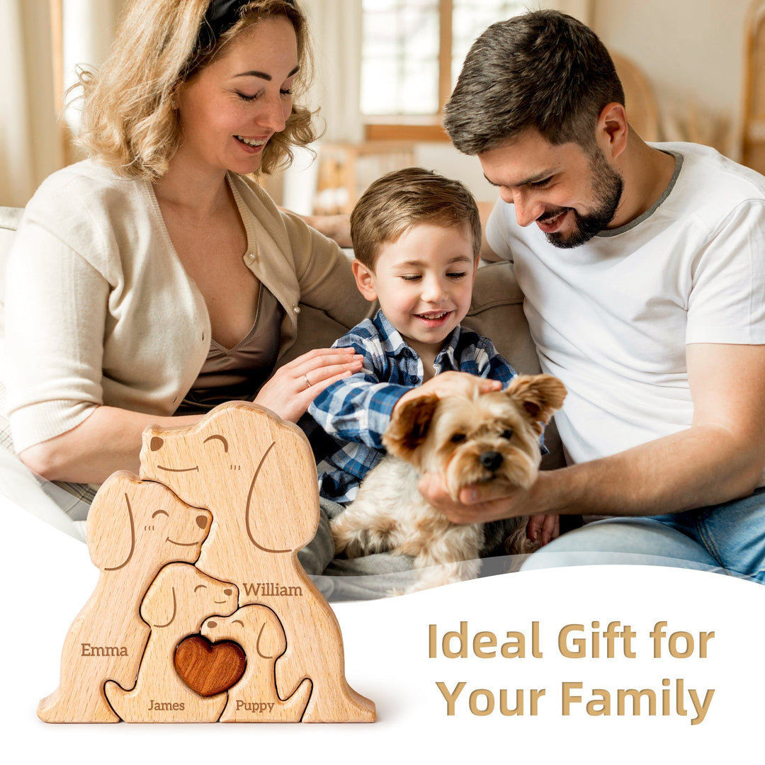 Personalised Wooden Dogs Family Puzzle Decor