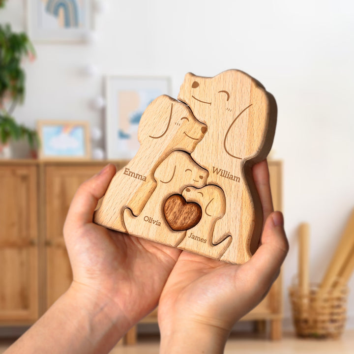 Personalised Wooden Dogs Family Puzzle Decor