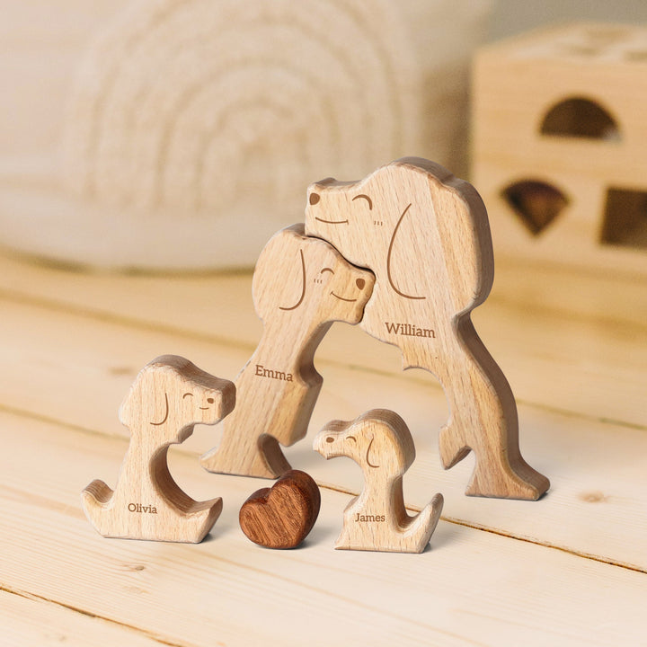 Personalised Wooden Dogs Family Puzzle Decor