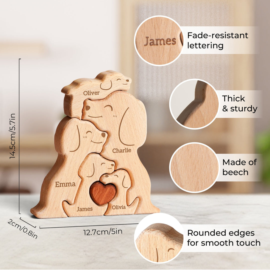 Personalised Wooden Dogs Family Puzzle Decor