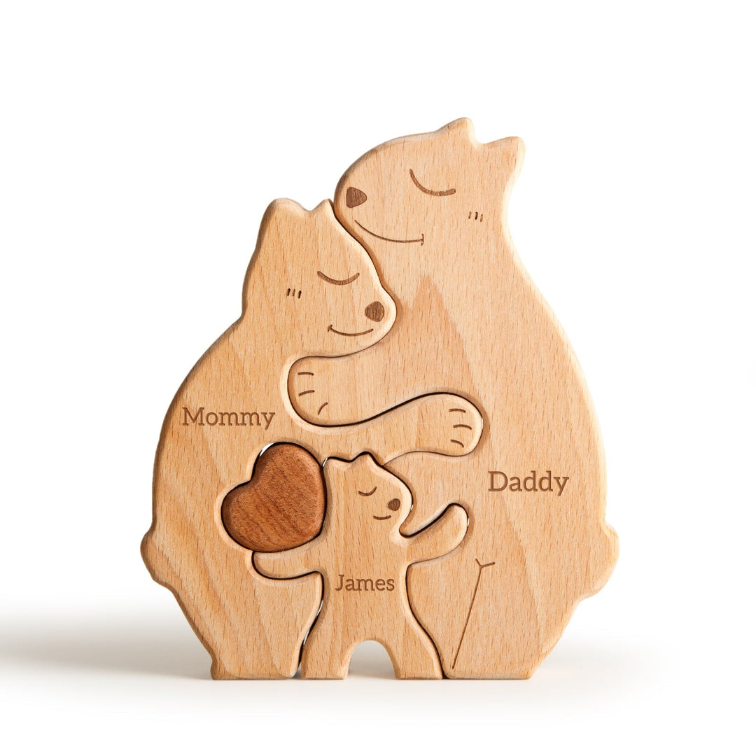 Personalised Wooden Bears Family Puzzle Decor
