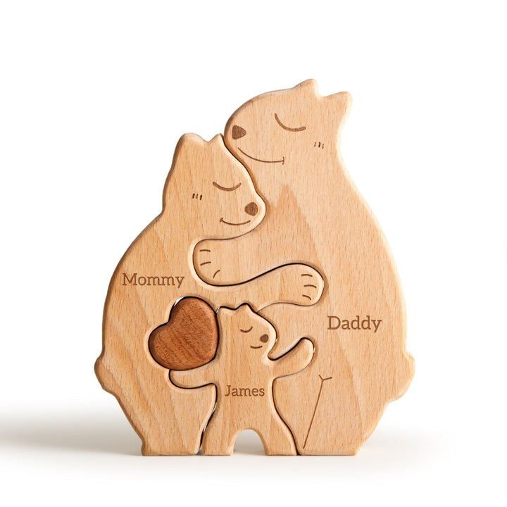 Personalised Wooden Bears Family Puzzle Decor
