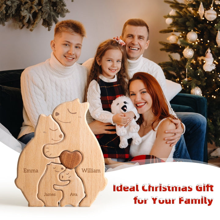 Personalised Wooden Bears Family Puzzle Decor