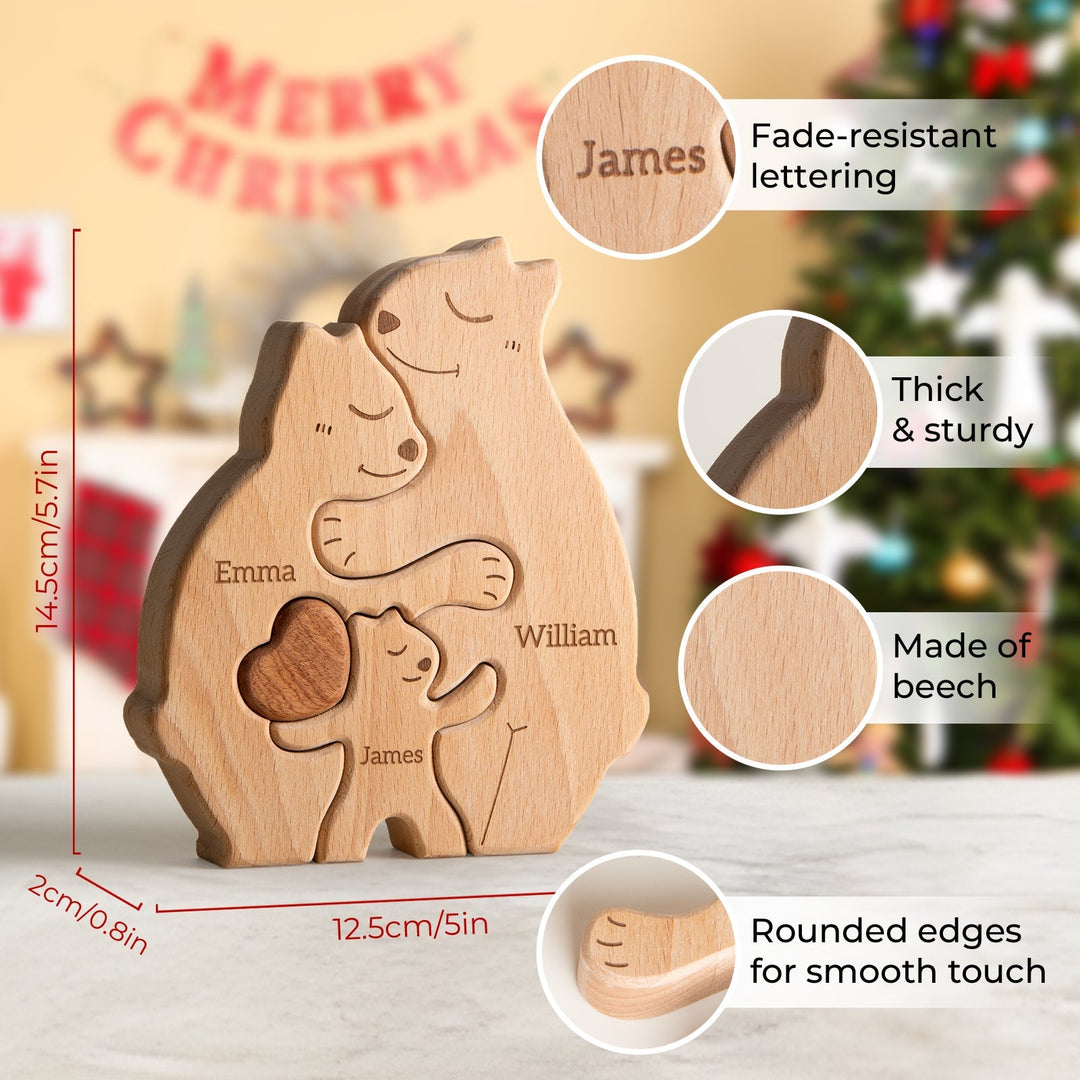 Personalised Wooden Bears Family Puzzle Decor