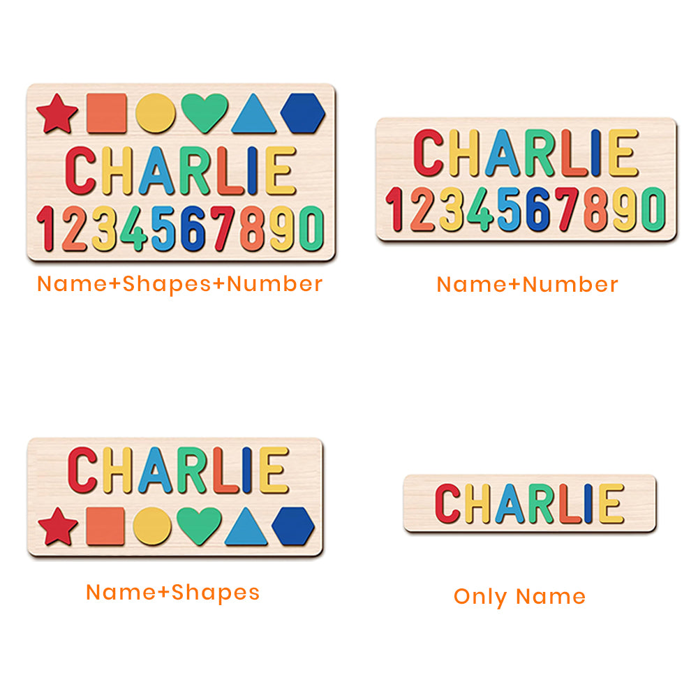 Personalised Numbers And Shapes Wooden Name Puzzle