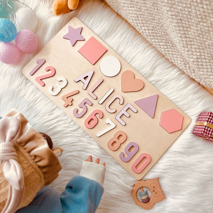 Personalised Numbers And Shapes Wooden Name Puzzle
