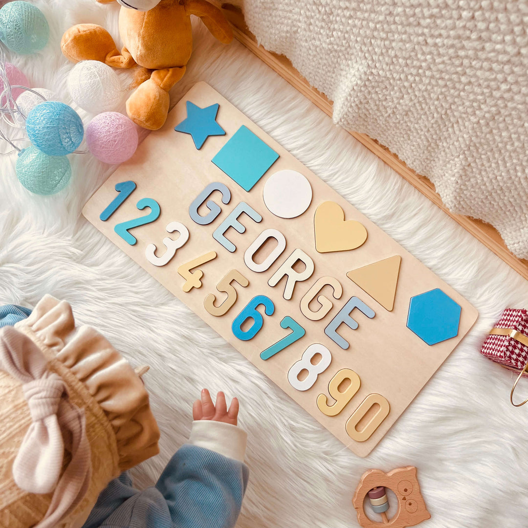 Personalised Numbers And Shapes Wooden Name Puzzle