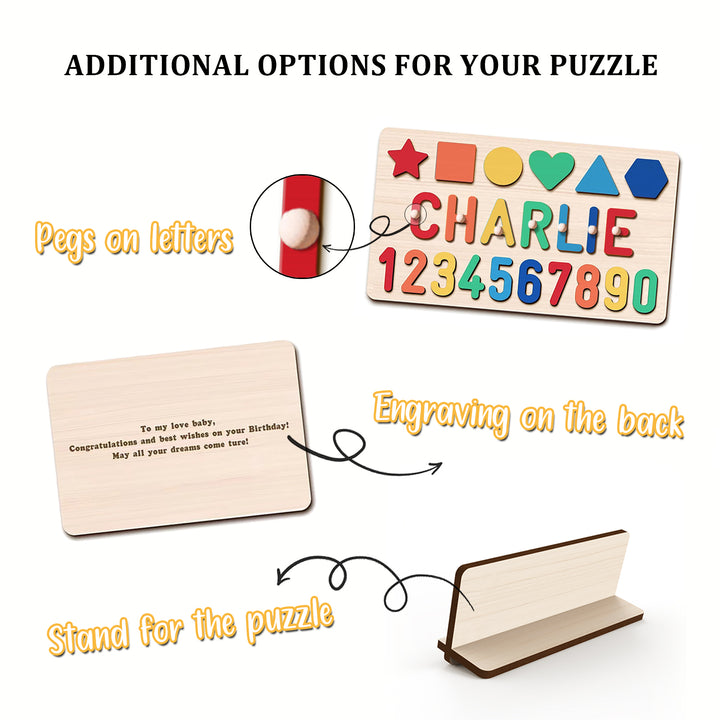 Personalised Numbers And Shapes Wooden Name Puzzle