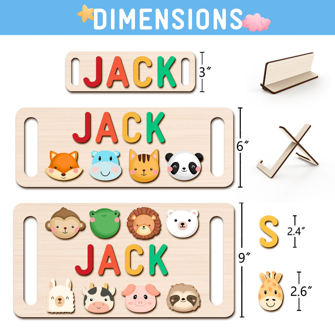 Personalised Wooden Baby Name Puzzle with Handle