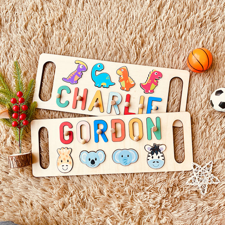 Personalised Wooden Baby Name Puzzle with Handle