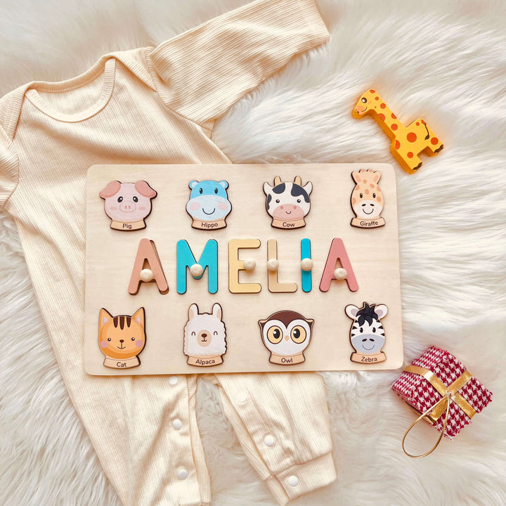 Personalised Wooden Baby Name Puzzle-Element With Name