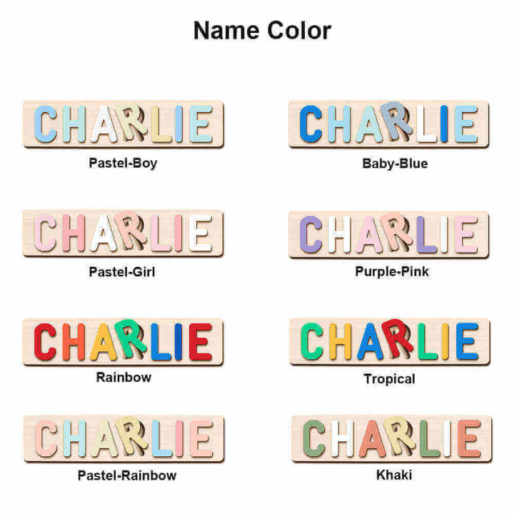 Wooden Name Puzzle Eight Letter Color Styles