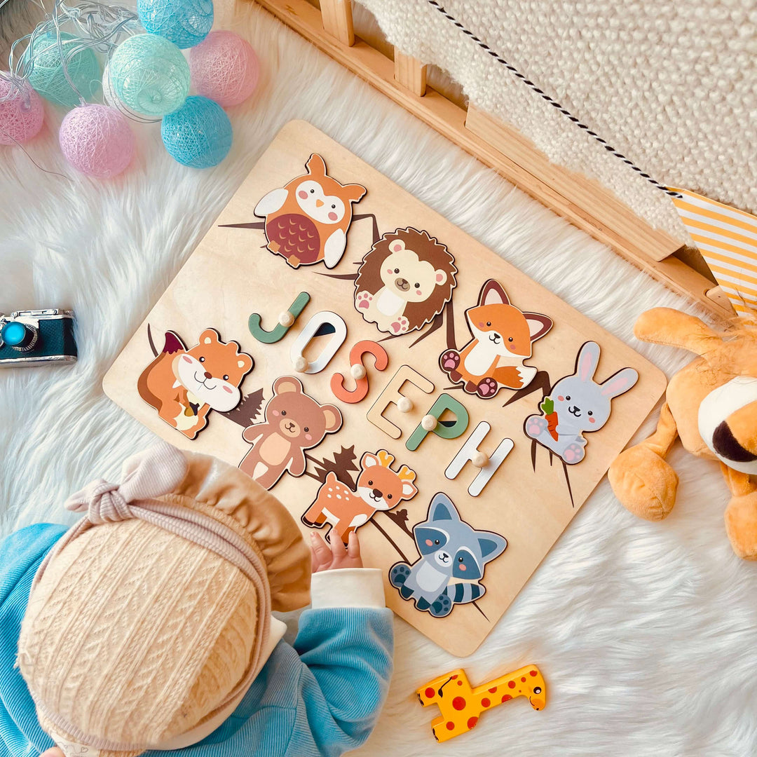 Personalised Wooden Baby Name Puzzle-Forest Animals