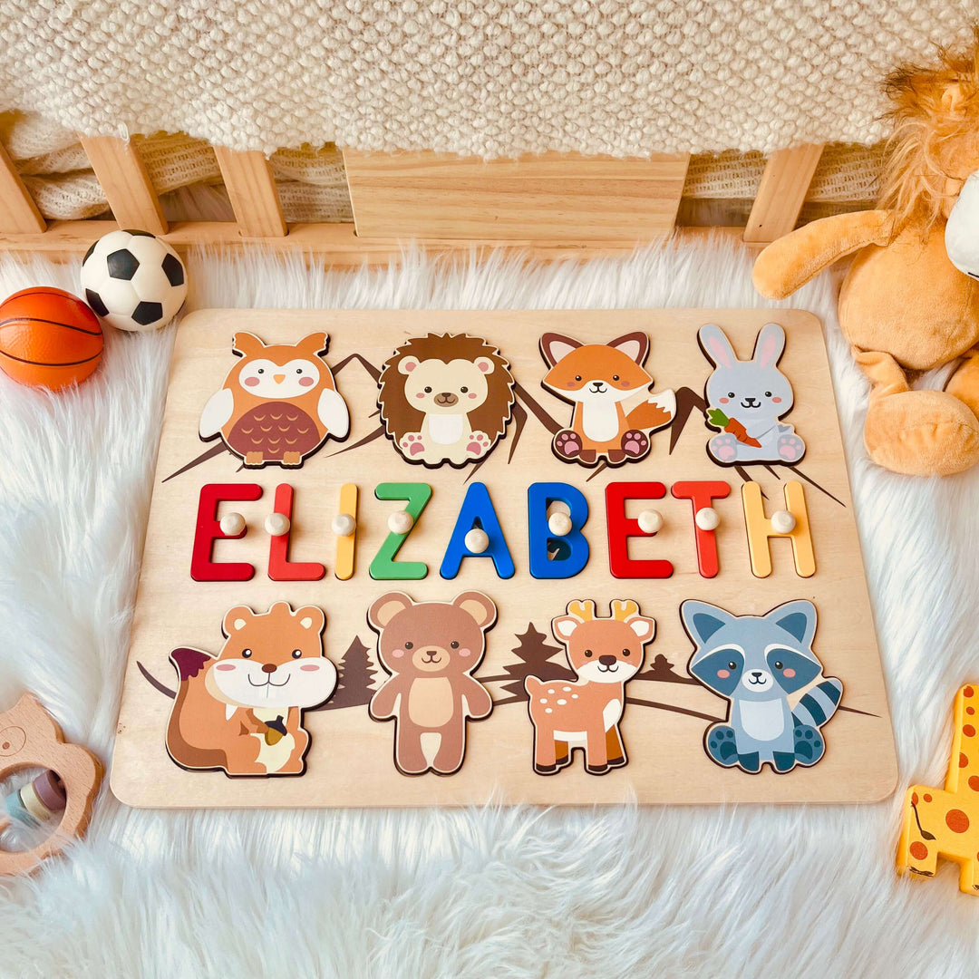 Personalised Wooden Baby Name Puzzle-Forest Animals