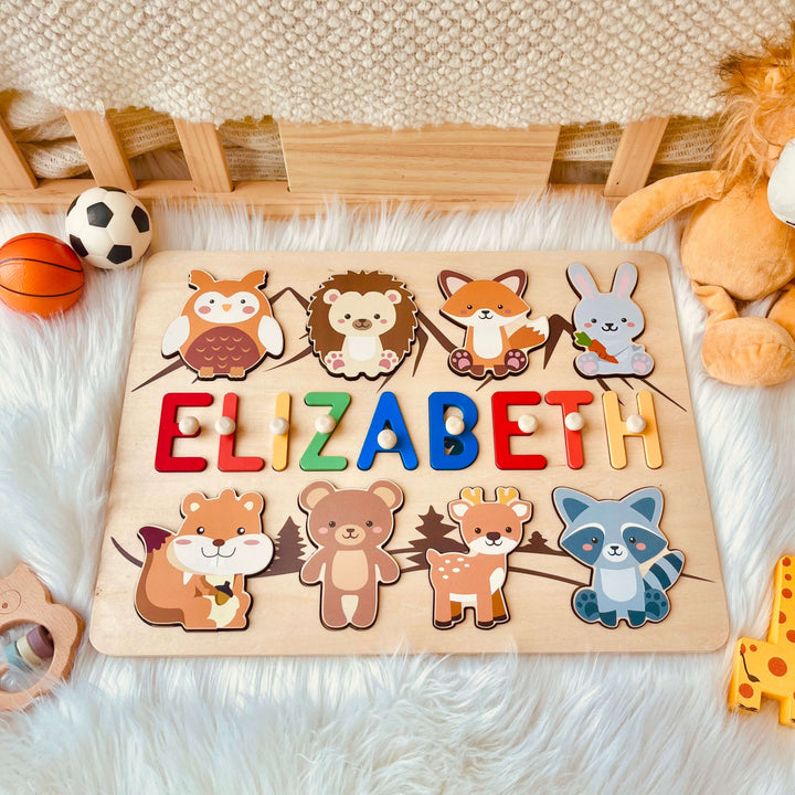 Personalised Wooden Baby Name Puzzle-Forest Animals