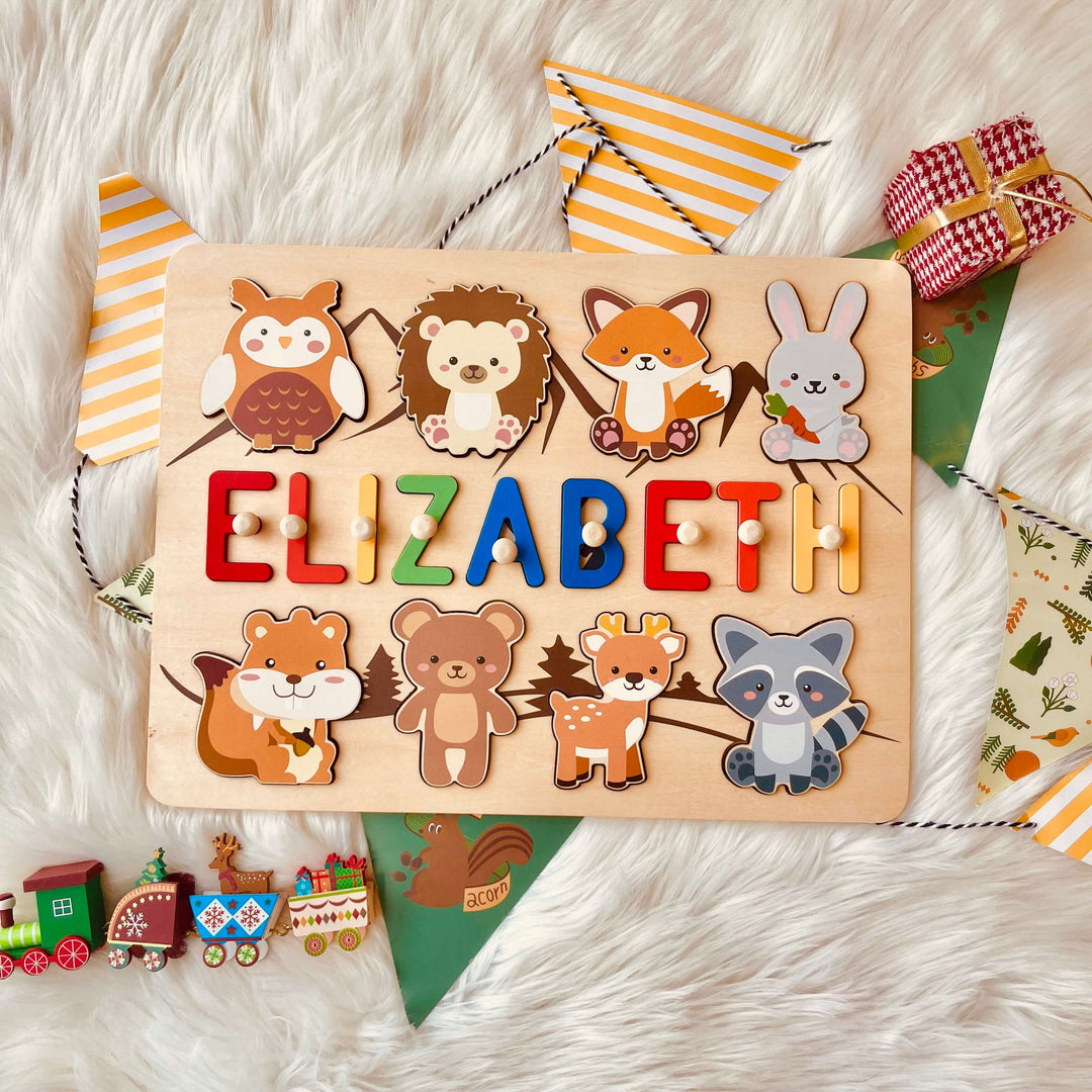 Personalised Wooden Baby Name Puzzle-Forest Animals