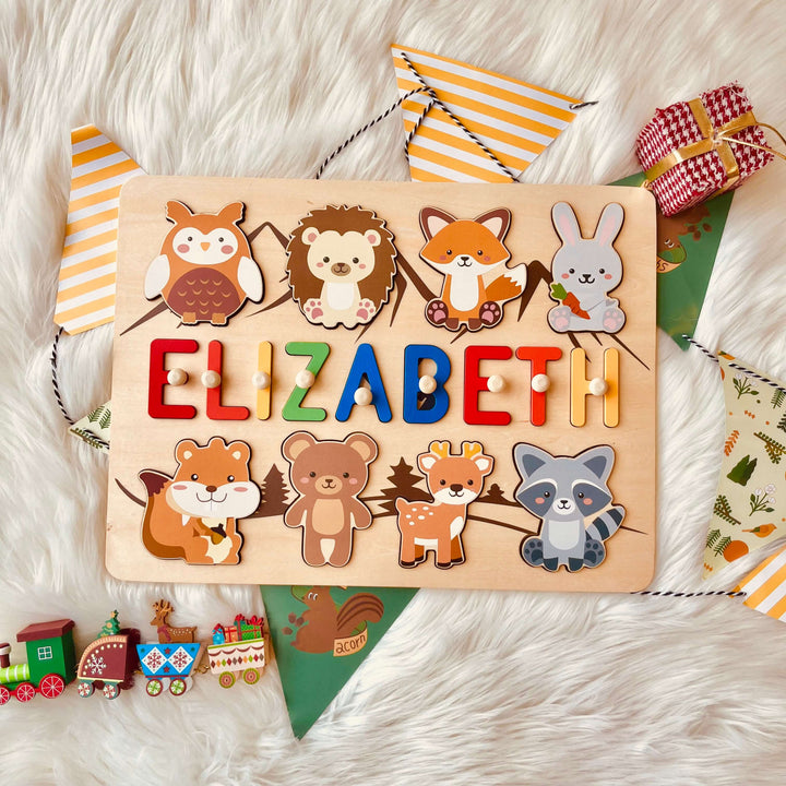 Personalised Wooden Baby Name Puzzle-Forest Animals
