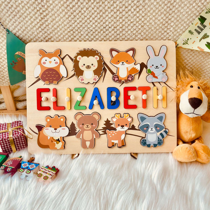 Personalised Wooden Baby Name Puzzle-Forest Animals