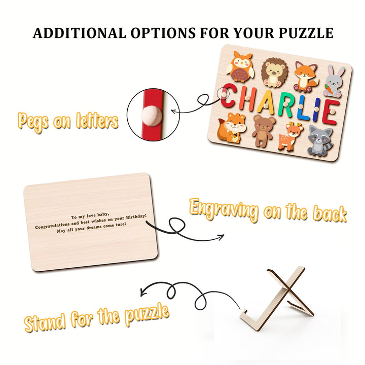 Personalised Wooden Baby Name Puzzle-Forest Animals