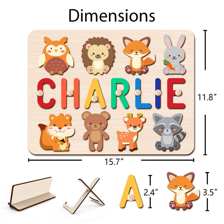 Personalised Wooden Baby Name Puzzle-Forest Animals