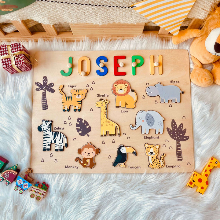 Personalised Jungle Animal Name Puzzle