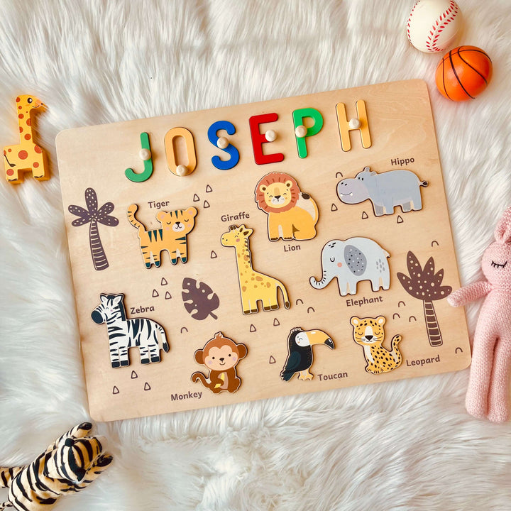 Personalised Jungle Animal Name Puzzle