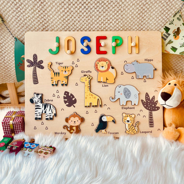 Personalised Jungle Animal Name Puzzle