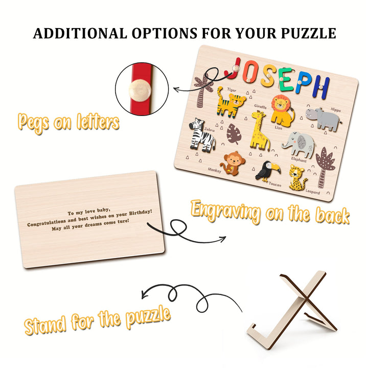 Personalised Jungle Animal Name Puzzle