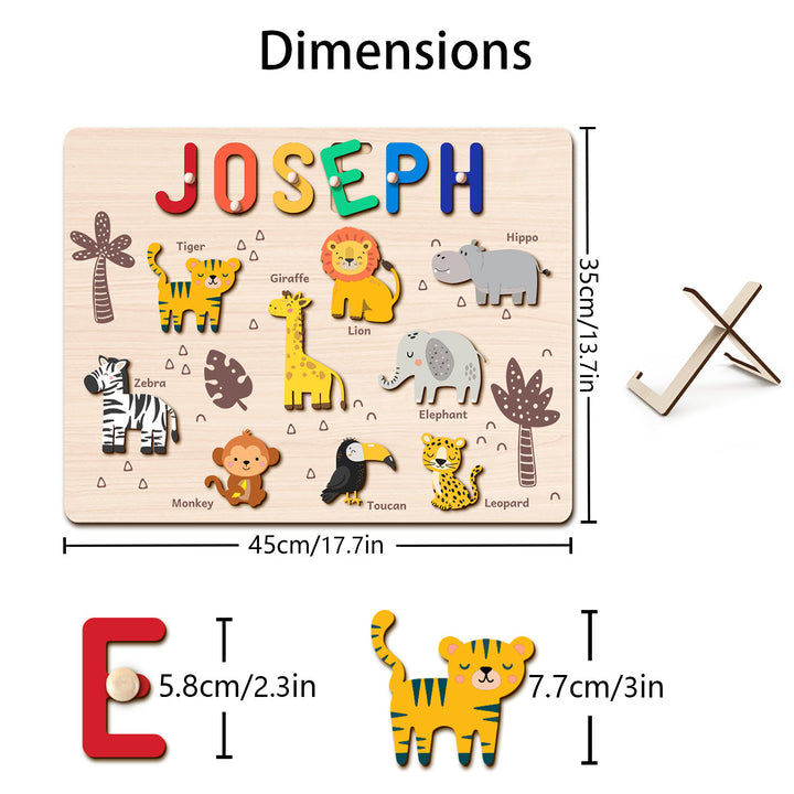 Personalised Jungle Animal Name Puzzle