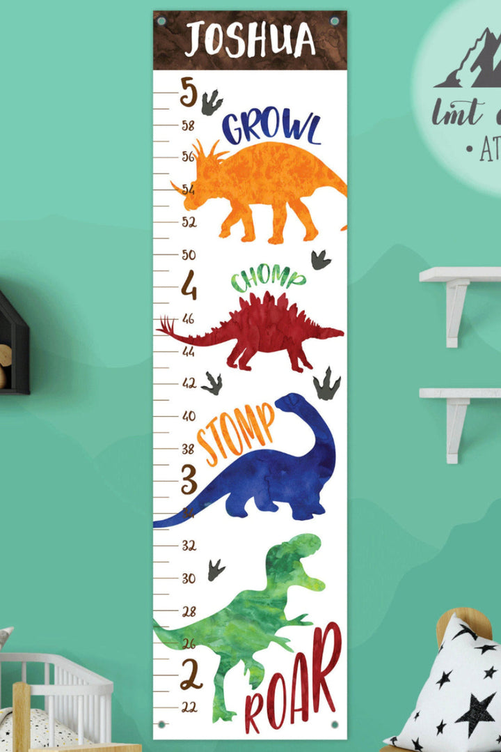 Personalised Dinosaur Hanging Canvas Height Ruler