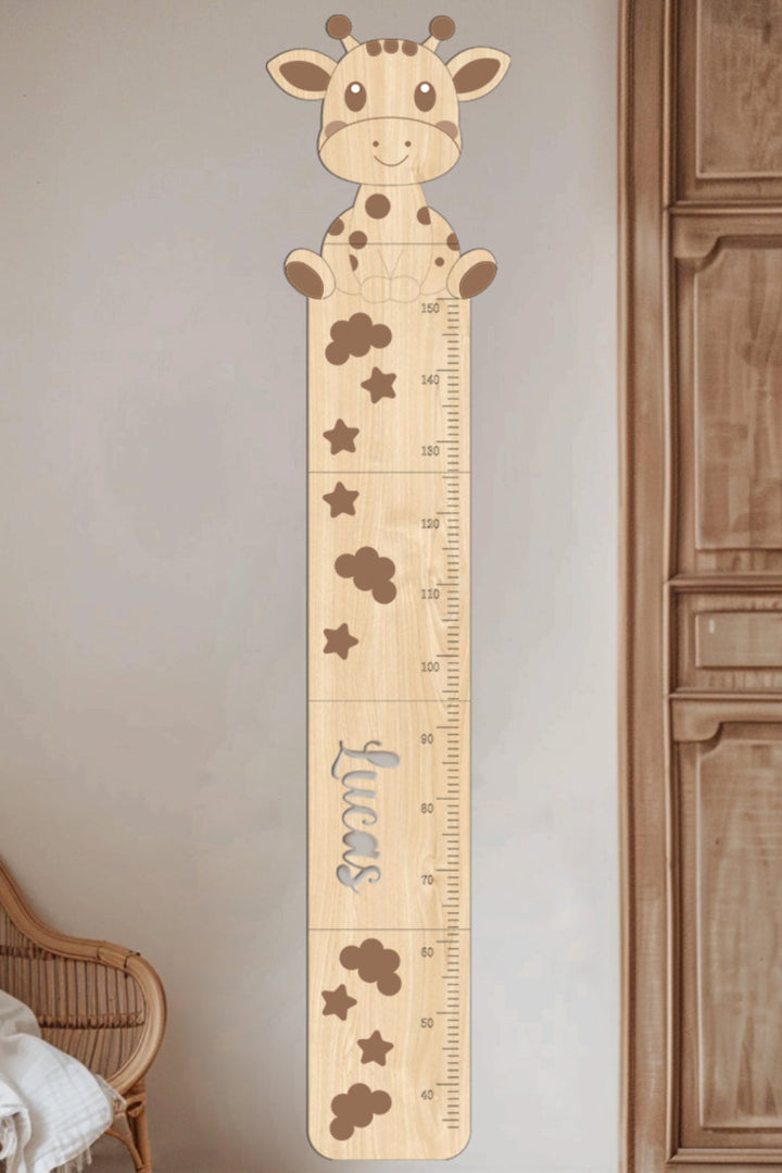 Personalised Wooden Cute Giraffe Growth Chart