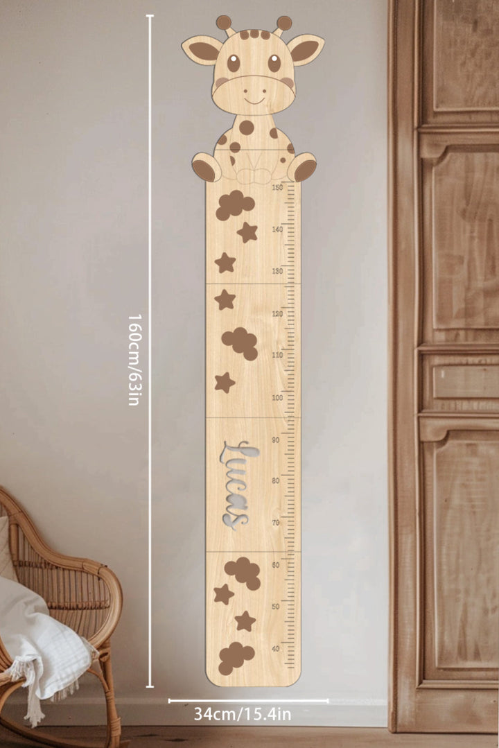 Personalised Wooden Cute Giraffe Growth Chart