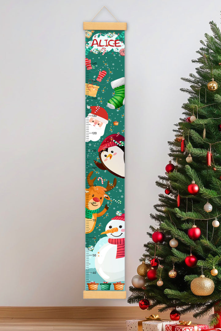 Personalised Santa Claus Hanging Canvas Height Ruler