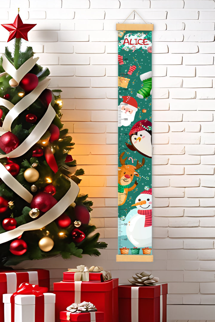 Personalised Santa Claus Hanging Canvas Height Ruler