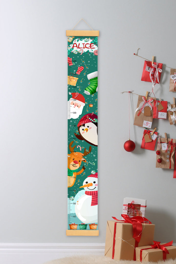 Personalised Santa Claus Hanging Canvas Height Ruler